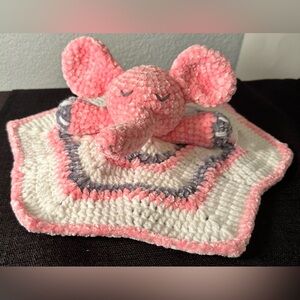 Handmade crochet elephant baby lovey